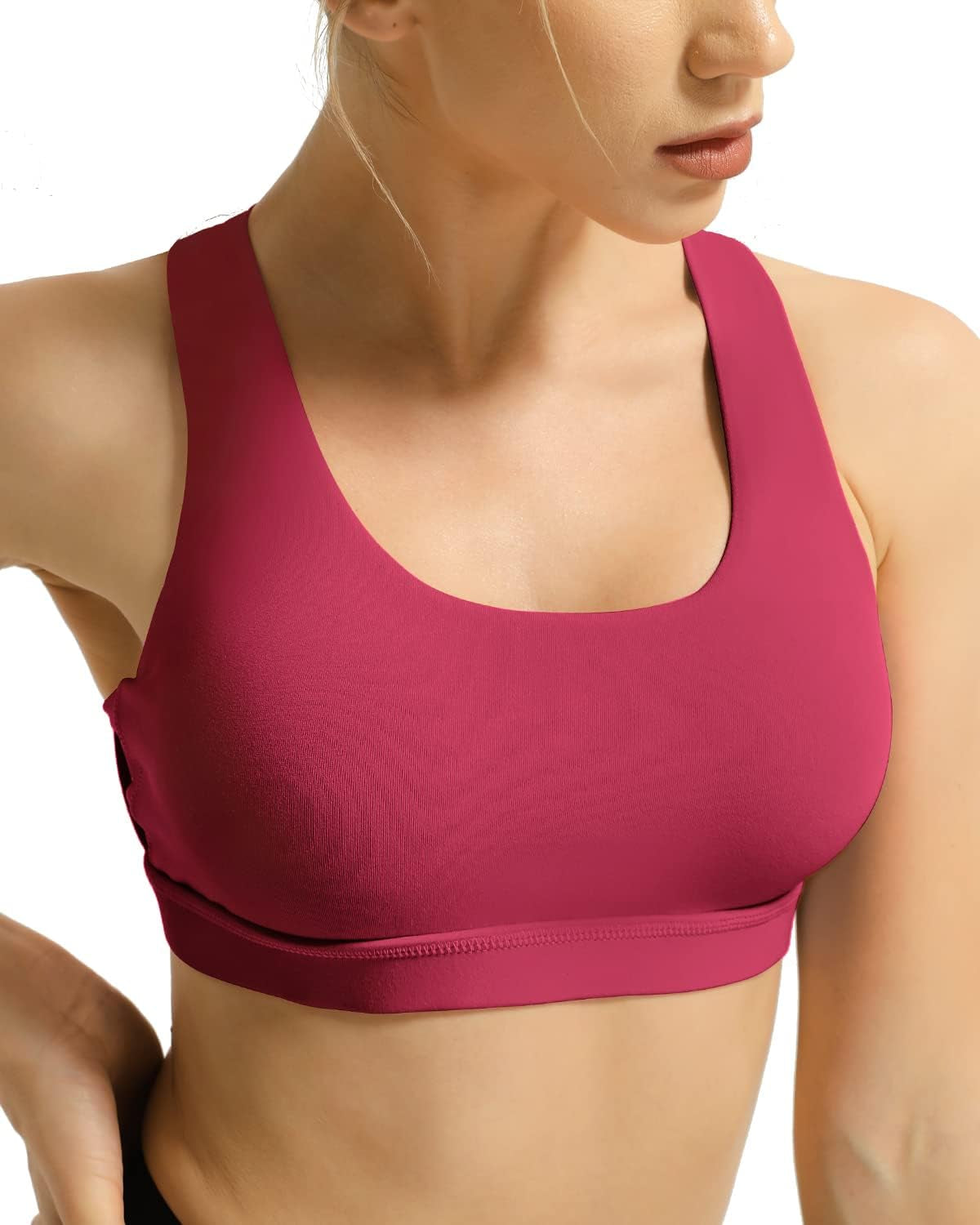 Women'S Medium Support Strappy Back Energy Sport Bra Cotton Feel 6017